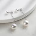 Classic Shell Pearl Long Snake Chain Tassel Earrings 925 Sterling Silver 3