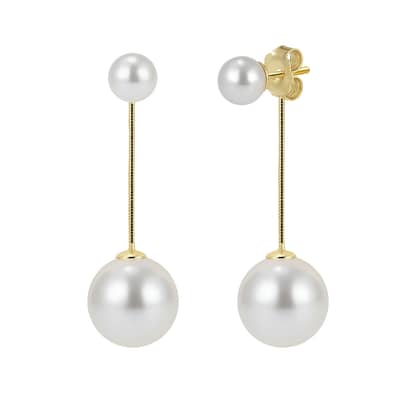 Classic Shell Pearl Long Snake Chain Tassel Earrings 925 Sterling Silver detail 5