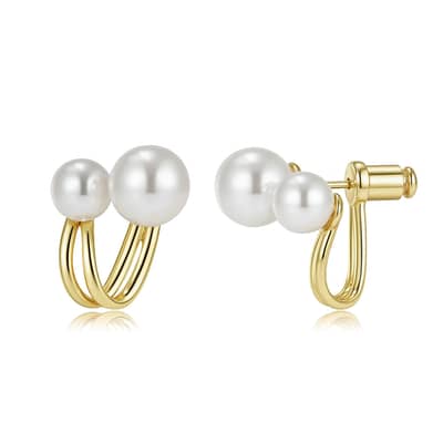 Simple Design Shell Pearl Stud Earrings 925 Sterling Silver detail 5