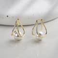 14K Gold Plated Freshwater Shell Pearl Drop Earrings 925 Sterling Silver 1