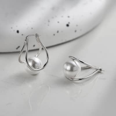 14K Gold Plated Freshwater Shell Pearl Drop Earrings 925 Sterling Silver detail 3