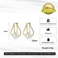 14K Gold Plated Freshwater Shell Pearl Drop Earrings 925 Sterling Silver 4
