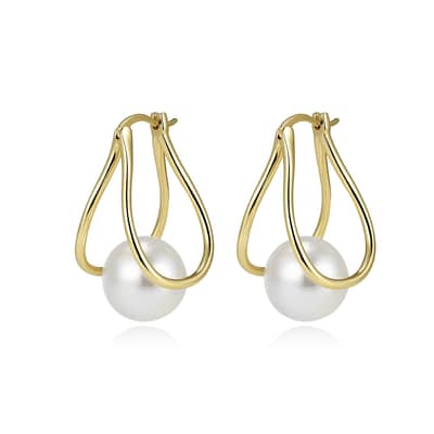 14K Gold Plated Freshwater Shell Pearl Drop Earrings 925 Sterling Silver detail 5