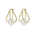 14K Gold Plated Freshwater Shell Pearl Drop Earrings 925 Sterling Silver 5