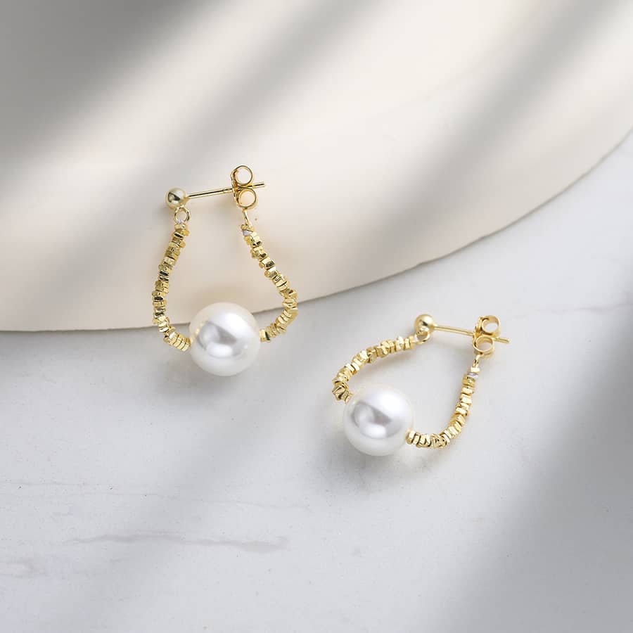 925 Sterling Silver Freshwater Shell Pearl Drop Earrings White Purple - main