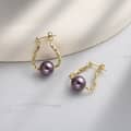 925 Sterling Silver Freshwater Shell Pearl Drop Earrings White Purple 2