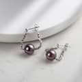 925 Sterling Silver Freshwater Shell Pearl Drop Earrings White Purple 4