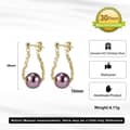 925 Sterling Silver Freshwater Shell Pearl Drop Earrings White Purple 6