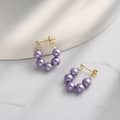 925 Sterling Silver Gold Plated Pink White Purple Shell Pearl Hoop Earrings 3