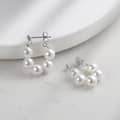 925 Sterling Silver Gold Plated Pink White Purple Shell Pearl Hoop Earrings 5