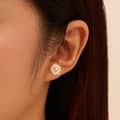 Flower Shape Cubic Zirconia 925 Sterling Silver Shell Pearl Stud Earrings 2