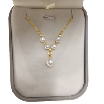 Natural Freshwater Pearl Pendant Multiple Beads Baroque Style Pearl Necklace detail 5