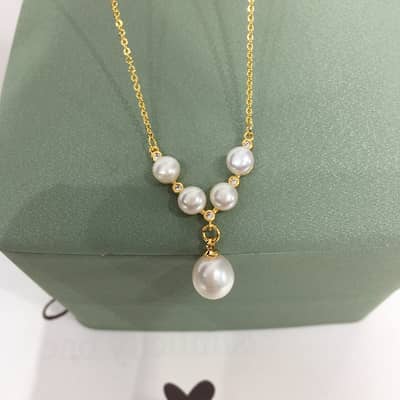 Natural Freshwater Pearl Pendant Multiple Beads Baroque Style Pearl Necklace detail 6