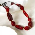Irregular Dark Red Acrylic Bead Necklace Gold-plated Black Stones Adjustable Beads 4