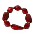 Irregular Dark Red Acrylic Bead Necklace Gold-plated Black Stones Adjustable Beads 5