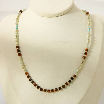 Retro Natural Stone Millet Bead Necklace Handmade Bead Collarbone Chain detail 4