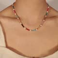 Minimalist Geometric Freshwater Pearls Natural Stone Bead Design Titanium Steel Gold-plated Necklace 1