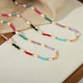 Minimalist Geometric Freshwater Pearls Natural Stone Bead Design Titanium Steel Gold-plated Necklace 2