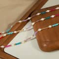 Minimalist Geometric Freshwater Pearls Natural Stone Bead Design Titanium Steel Gold-plated Necklace 3