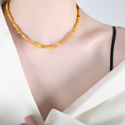 Ethnic Style Retro Colorful Bead Necklace Non Fading Collarbone Chain Fashionable detail 3