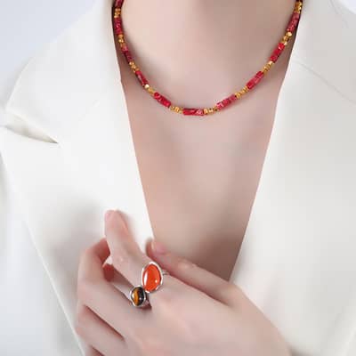 Ethnic Style Retro Colorful Bead Necklace Non Fading Collarbone Chain Fashionable detail 4