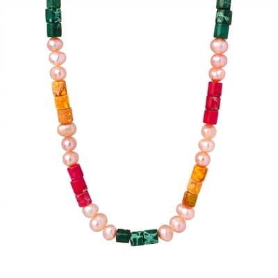 Dopamine Style Summer Leisure Vacation Colorful Bead Freshwater Pearl Bead Stainless Steel Necklace detail 5
