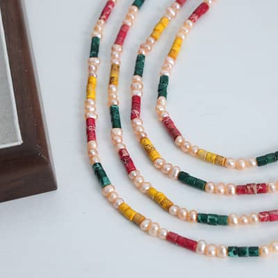 Dopamine Style Summer Leisure Vacation Colorful Bead Freshwater Pearl Bead Stainless Steel Necklace detail 6