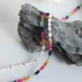 French Niche Ins Cool Style Freshwater Pearls Colorful Abacus Beads Stainless Steel Bead Necklace 3