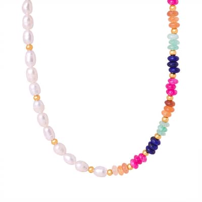 French Niche Ins Cool Style Freshwater Pearls Colorful Abacus Beads Stainless Steel Bead Necklace detail 5
