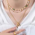 Freshwater Pearl Geometric Natural Bead Titanium Steel Necklace 4