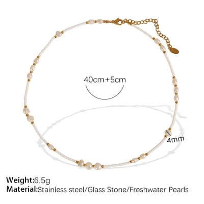 Trendy Natural Pearl Necklace Minimalist Sophisticated Style Beaded Collarbone Chains detail 6