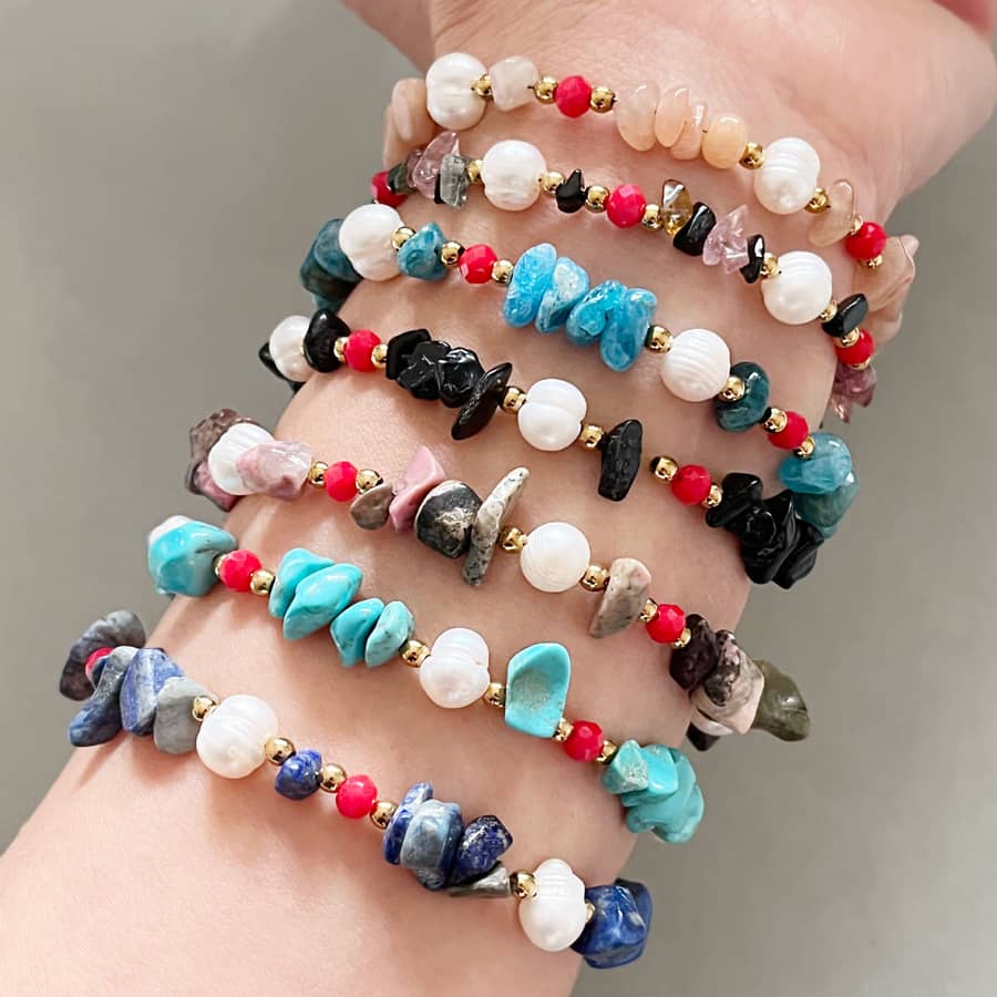 Crushed Stone Pearl Bracelet Freshwater Pearl Splicing Natural Stone Stainless Steel Bead Bracelet - main