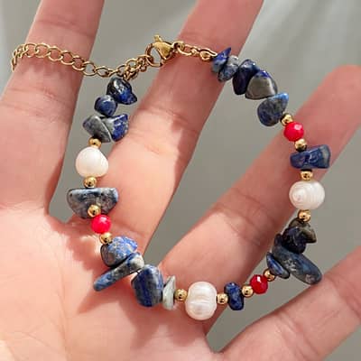 Crushed Stone Pearl Bracelet Freshwater Pearl Splicing Natural Stone Stainless Steel Bead Bracelet detail 3