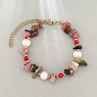 Crushed Stone Pearl Bracelet Freshwater Pearl Splicing Natural Stone Stainless Steel Bead Bracelet detail 6