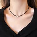 Elegant Natural Stone Black Spinel Crystal Necklace Freshwater Pearl Choker Beaded 4