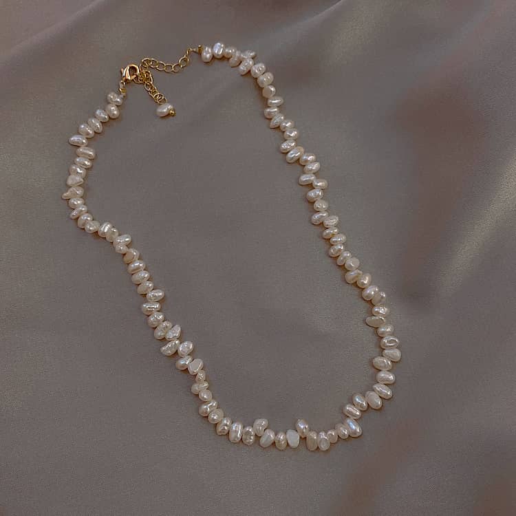 Baroque Millet Beaded Necklace Freshwater Irregular Pearl Choker - main