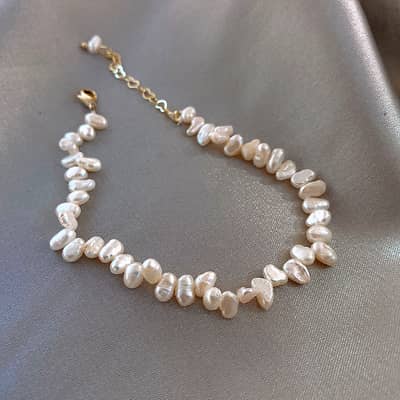 Baroque Millet Beaded Necklace Freshwater Irregular Pearl Choker detail 5