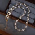Titanium Steel Lock Chain Freshwater Pearl Delicate Fashion Jewelry Gold Plated Beaded Necklace 2