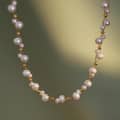 Titanium Steel Lock Chain Freshwater Pearl Delicate Fashion Jewelry Gold Plated Beaded Necklace 4