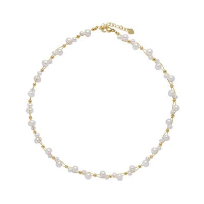 Titanium Steel Lock Chain Freshwater Pearl Delicate Fashion Jewelry Gold Plated Beaded Necklace detail 5