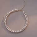 Trendy Handmade Elegant Beaded Necklace Gold Plated Double Layer Freshwater Pearl Choker 1