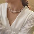 Trendy Handmade Elegant Beaded Necklace Gold Plated Double Layer Freshwater Pearl Choker 2