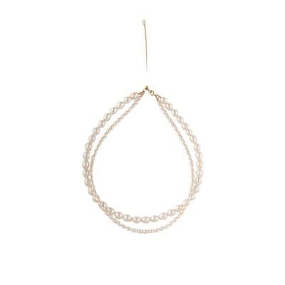 Trendy Handmade Elegant Beaded Necklace Gold Plated Double Layer Freshwater Pearl Choker detail 5