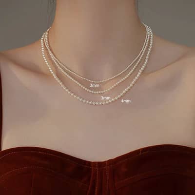 French Luxury Titanium Steel Delicate Fashion Jewelry Gold Plated Beaded Choker Pearl Necklace detail 1