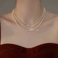 French Luxury Titanium Steel Delicate Fashion Jewelry Gold Plated Beaded Choker Pearl Necklace 1