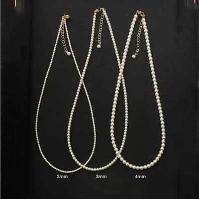 French Luxury Titanium Steel Delicate Fashion Jewelry Gold Plated Beaded Choker Pearl Necklace detail 2