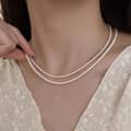 French Luxury Titanium Steel Delicate Fashion Jewelry Gold Plated Beaded Choker Pearl Necklace 3