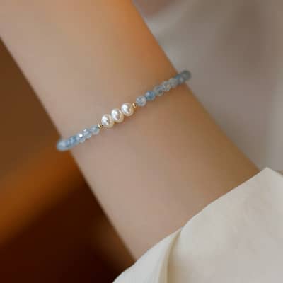 Summer Elegant Natural Stone Bracelet Freshwater Pearl Beaded Bracelet Gift detail 3