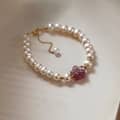 Petal Strawberry Crystal Adjustable Bracelet Freshwater Pearl Beaded Bracelet 1