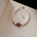 Petal Strawberry Crystal Adjustable Bracelet Freshwater Pearl Beaded Bracelet 3